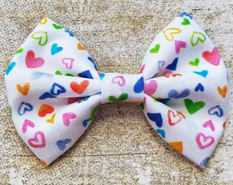 Rainbow heart bow | Heart hair bow | Heart bow | Rainbow baby hair bow | Heart hair clip | Heart headband | Heart print bow | Heart print