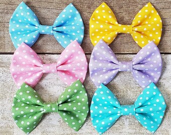 Polka dot hair bow | Polka dot bows | Polka dot hair clip | Pink polka dot bow | Purple polka dot bow | Polka dot headband | Spring hair bow