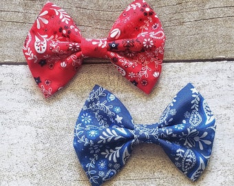 Red bandana bow | Red bandana hair bow | Bandana hair bow | Bandana bow headband | Red white and blue bows | Baby headband bows | Hair bows