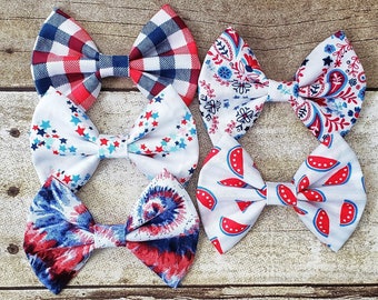 Fourth of July hair bows | Fourth of July bows | Patriotic hair bows | Patriotic bows | Baby girl Fourth of July | Red white and blue bows