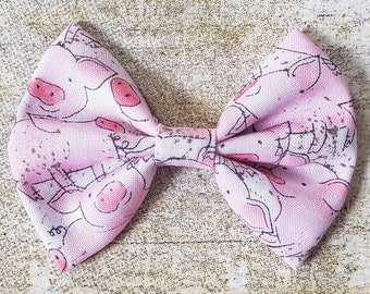 Arco de pelo de cerdo / Arco de cerdo / Clip de pelo de cerdo / Bebé niña cerdos / Lazo de pelo de cerdito / Lazo de estampado de cerdo / Arco de pelo de animal de granja / Granja de niñas / Cerdos
