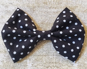 Black and white hair bow | Polka dot hair bow | Black and white polka dot bow | Polka dot hair clips | White polka dot bow | Polka dot bows