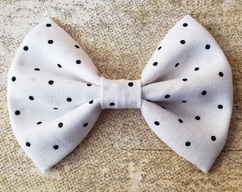 White polka dot bow | Black and white bow | Black and white polka dot bow | Polka dot hair bow | Polka dot bow | White and black hair clip