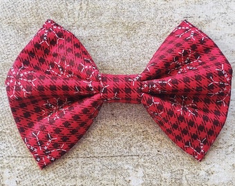 Buffalo plaid hair bow | Buffalo plaid bow | Red buffalo plaid bow | Red buffalo plaid hair bow | Snowflake hair bow | Snowflake bow | Bows