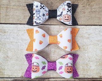 Halloween hair bows | Halloween bows | Halloween hair clips | Candy corn hair bow | Pumpkin hair bow | Baby girl halloween | Halloween bow