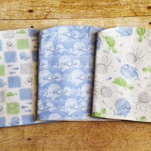 Baby burp cloths Boy burp cloths Baby boy whales Whale burp cloths Burp cloths Baby shower gift Burp cloths set of 3 Burp rags image 1