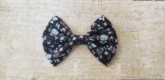 Black Floral Hair Bow | Black Hair Bow | Black Floral Bows  display picture 3