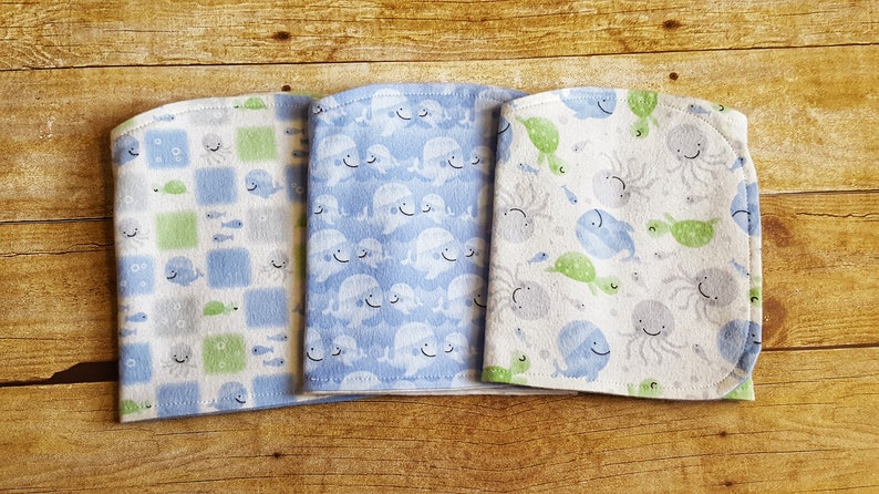 Baby burp cloths Boy burp cloths Baby boy whales Whale burp cloths Burp cloths Baby shower gift Burp cloths set of 3 Burp rags image 1