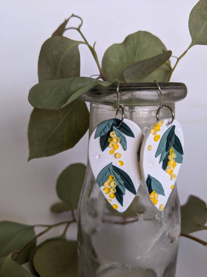 Wattle Statement Earringsaustralian Native Flowers Yellow Etsy Australia