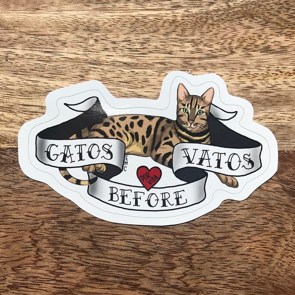 Gatos vóór Vatos sticker, katten vóór dudes sticker, grappige sticker, laptop sticker