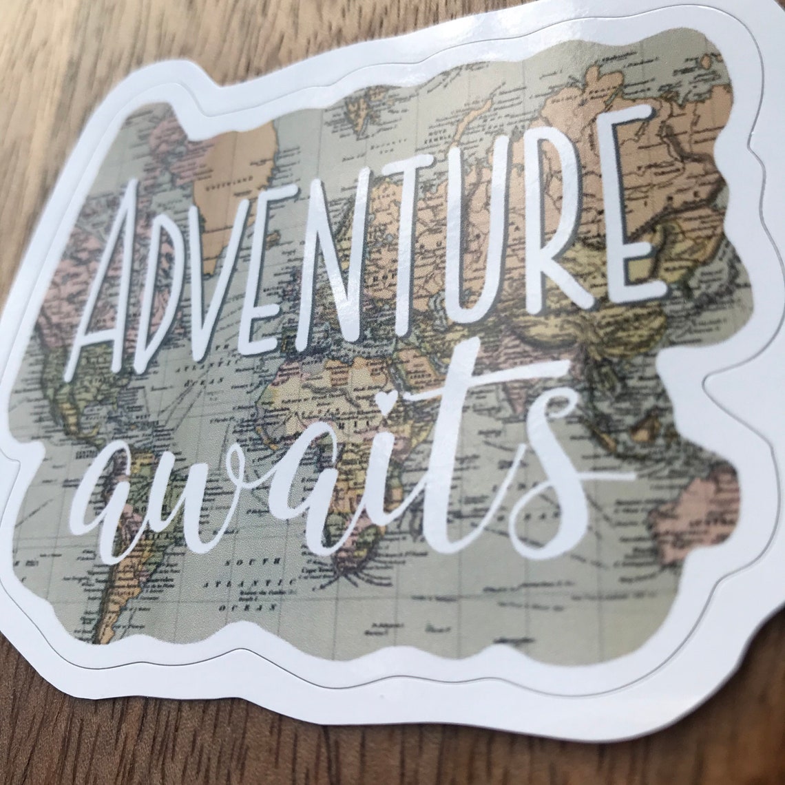 Adventure Awaits Sticker Travel Map Sticker Travel Laptop | Etsy