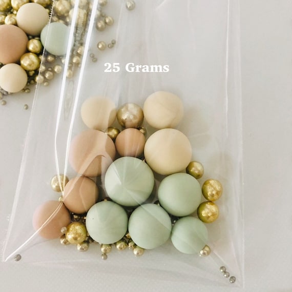 Edible Pearls/sage Green/ivory/white & Gold. 