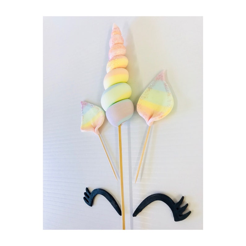 unicorn rainbow cake topper horn ears lashes etsy