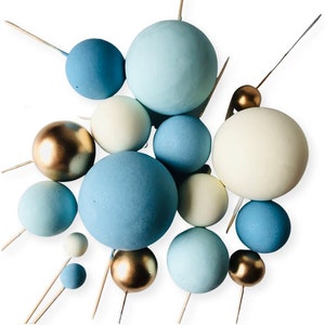 Sphere Cake Toppers/Blues x 7