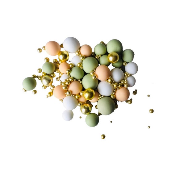 Edible Pearls/muted Green/peach/white/gold 