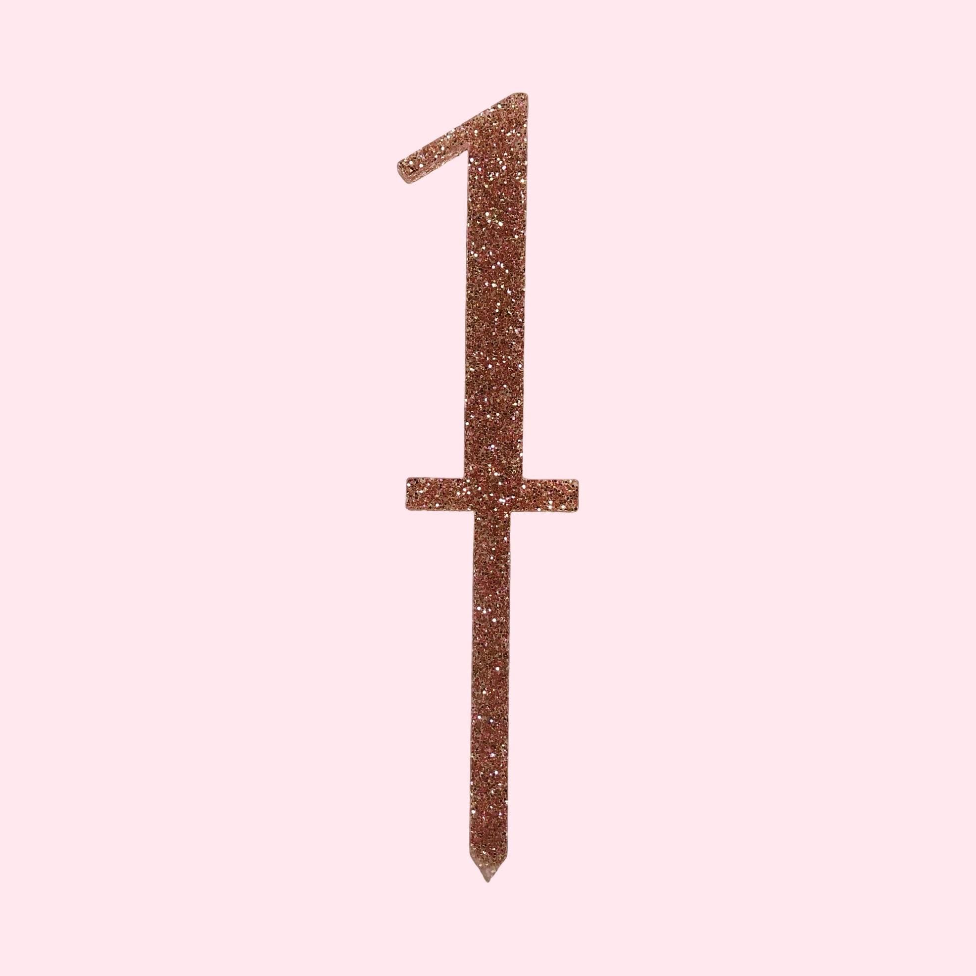 Number Cake Topper | Rose Gold Sparkle | Birthday Cake - Etsy