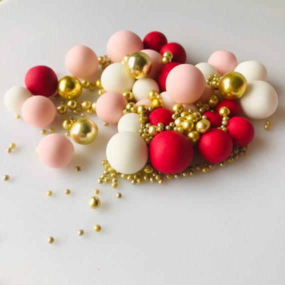 Edible Pearls/red/white/gold 