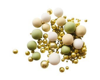 Edible Pearls/sage green/Ivory/white & gold.