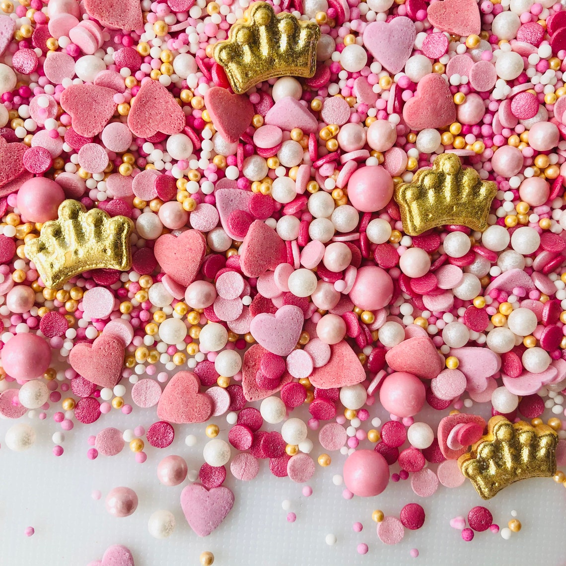 Princess Crowns Sprinkle collection/pink & gold sprinkles. Etsy