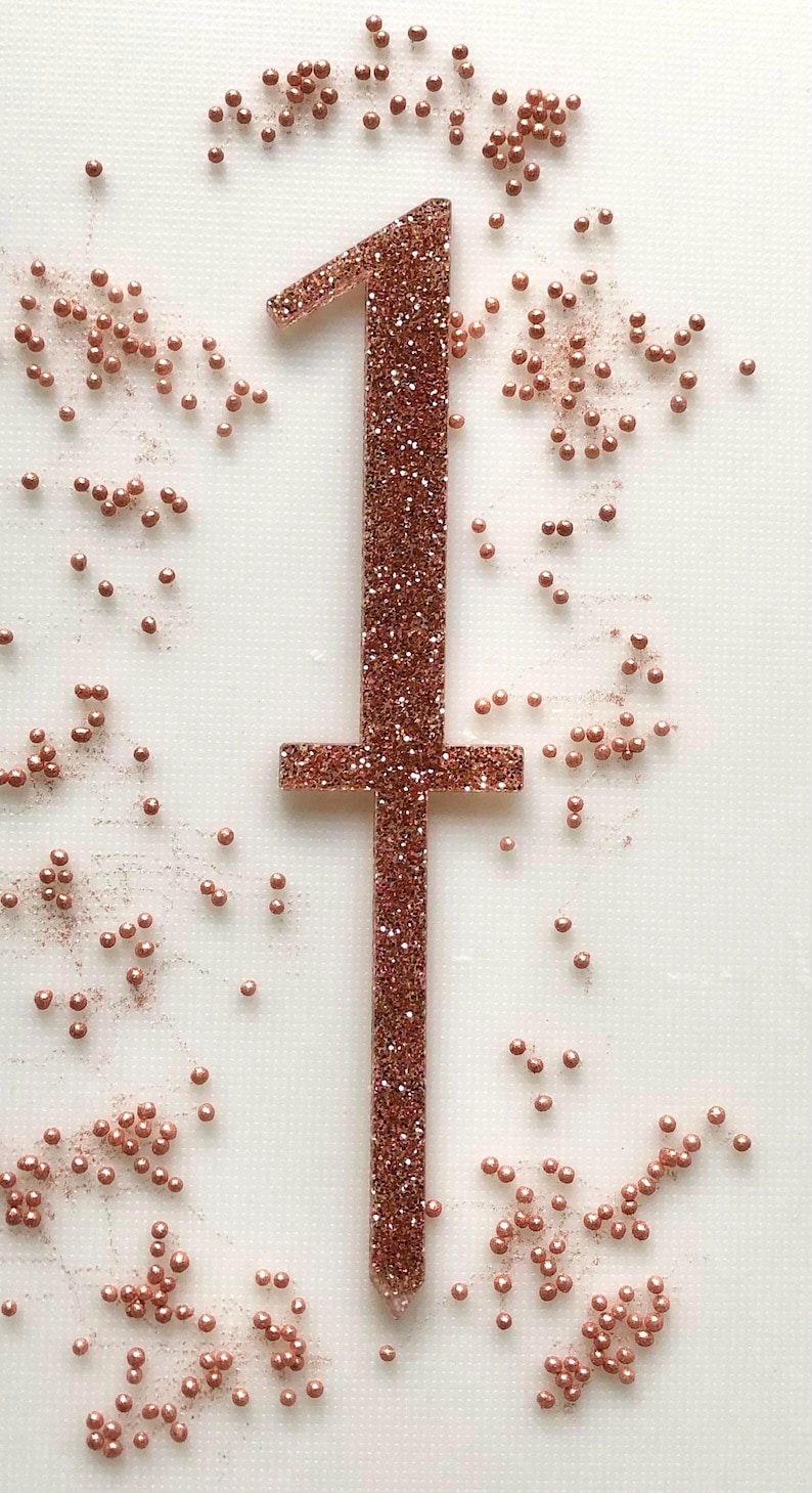 Number Cake Topper | Rose Gold Sparkle | Birthday Cake - Etsy