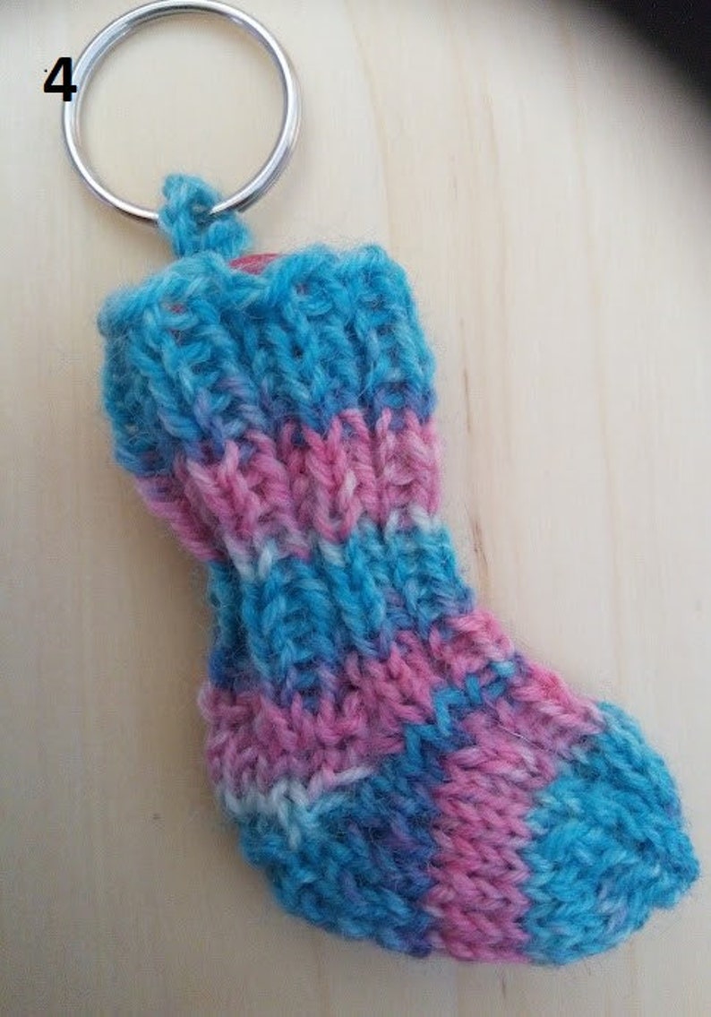 Mini socks shopping token gift unique handmade hand knitted keychain bag dangling handmade 4