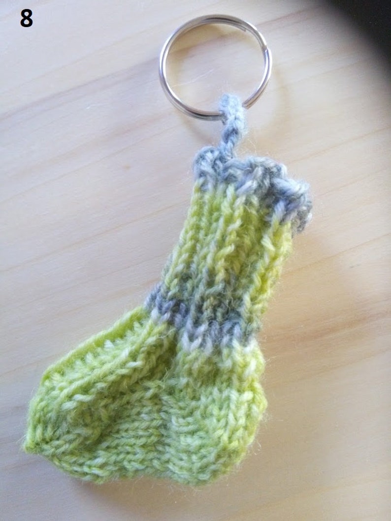 Mini socks shopping token gift unique handmade hand knitted keychain bag dangling handmade 8