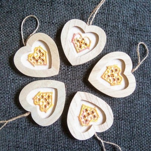 Decorative heart with Hardanger embroidery Mother's Day Mother's Day heart lovingly unique image 2