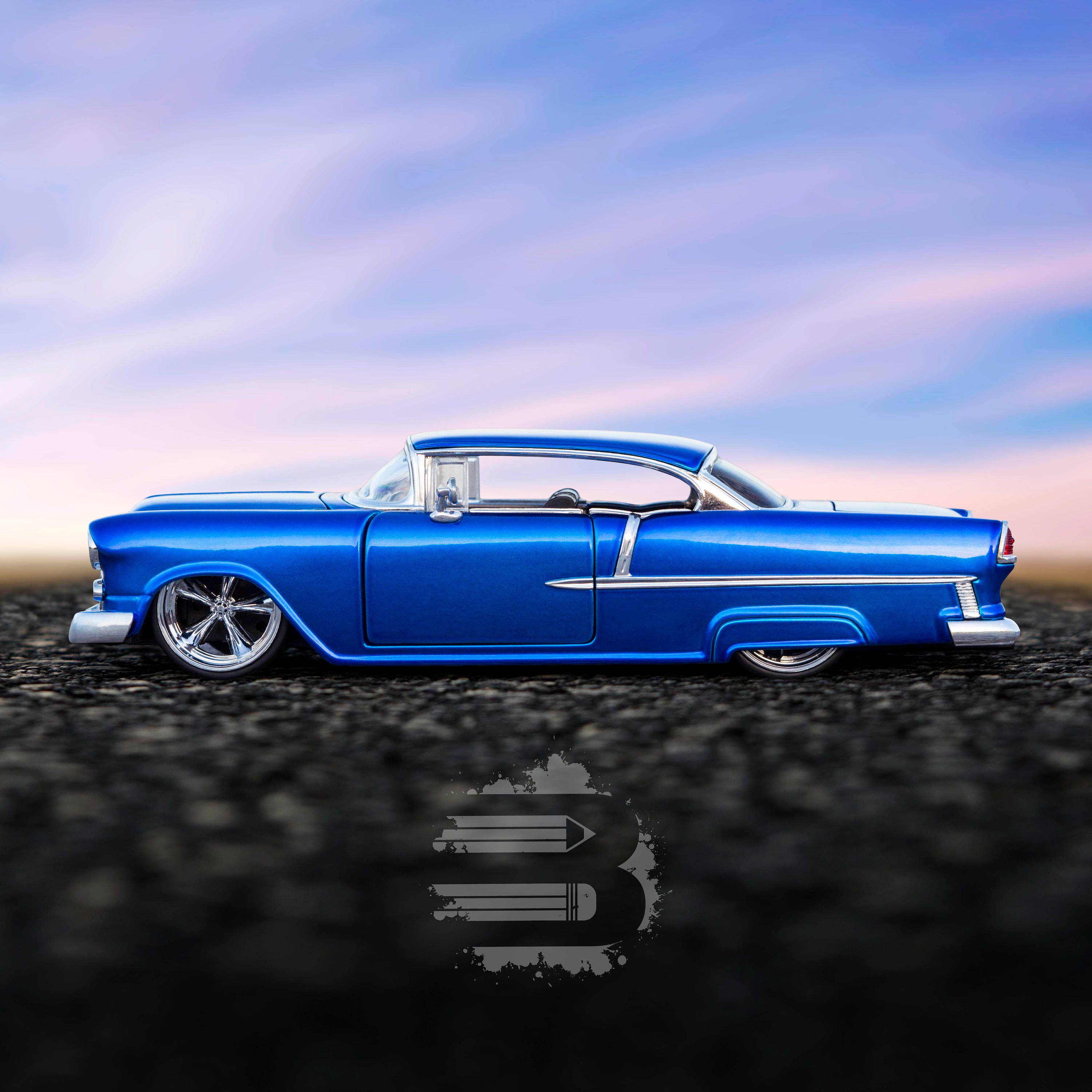 Vintage 1955 Chevy Bel Air, Classic Hot Rod, Printable Photo