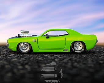 Vintage 1970 Plymouth Barracuda, Pro Street Drag Racing Muscle Car, Digital Download