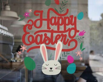 Happy Easter decal, Easter stickers, Happy Easter vinyl decals, Window decals