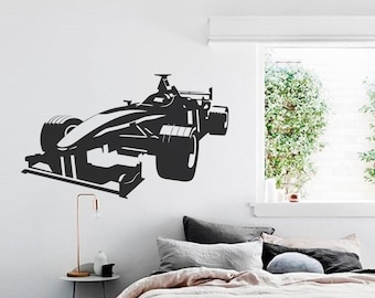 Car wall decals, Formula 1 vinyl decal, Race car for Boy room decor