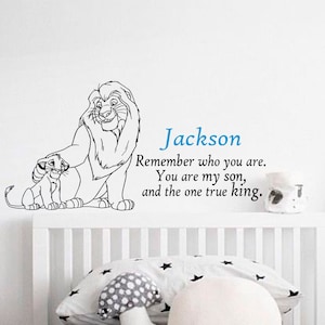 Gepersonaliseerde muursticker Lion King-naam, kinderkamerdecoratie