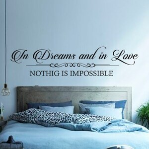 In dreams and in love quote decal, Family Wall Decal, Bedroom wall decal, Love quote stickers