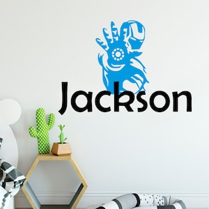 Iron man Wall Decal, Avenger decal, Superhero wall sticker,Boy name decal