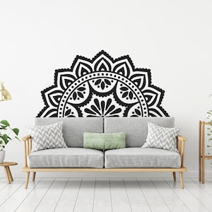 Mandala in half Wall Decal, Headboard Wall Decal, Mandala sticker