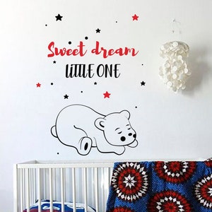 Baby bear decal, Sweet Dreams decal, Nursery wall decor, Vinyl decal, Kids wall stickers