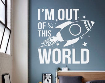 Outer Space Wall Decal, Space rocket decal for Boy room decor, Space vinyl decals, Nursery wall stickers