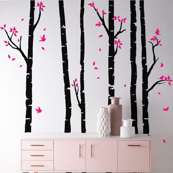 Tree wall decal, Birch wall decal, Birch tree stickers, Woodland wall decal