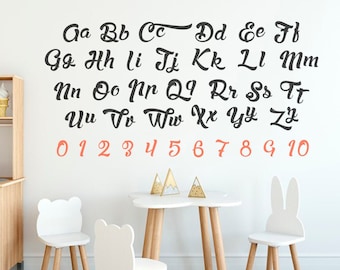 Vinilos decorativos de letras y números para la pared, decoración para habitaciones infantiles