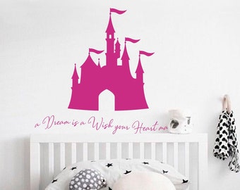 Disney castle wall decal, Girl nursery Decal, Princess castle decal, Disney vinyl decal
