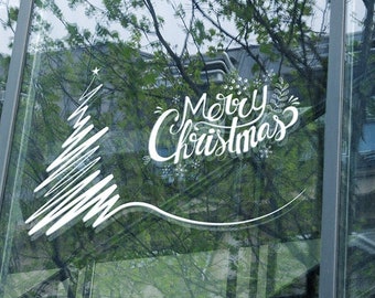 Calcomanías de Navidad de invierno, pegatinas de árbol de Navidad, calcomanía de ventana de Navidad, pegatinas de escaparate, calcomanía de reno