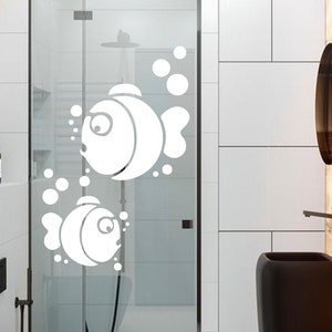 Fish decal, Bathroom decal, Bubbles wall decal, Bathroom vinyl decals, Stickers