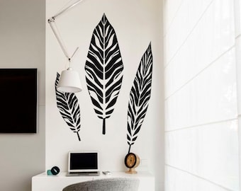 Tropical leaf wall decal, Big leaves decal, Nature wall decal, Palm leaf sticker