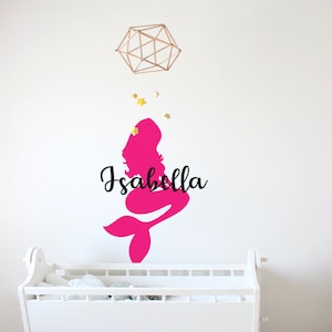 Mermaid wall decal, Girl Name decal for girl room decor, Nursery wall decal
