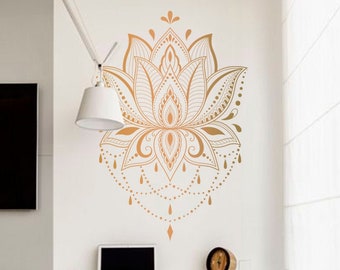 Autocollant Mural Déco Mandala Demi-cercle - Décalcomanie Amovible, Style Boho Yoga, Personnalisable