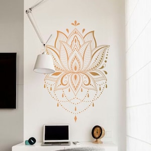 Mandala Wall Decal for Yoga Studio, Lotus Flower Decal, Yoga Stickers ...