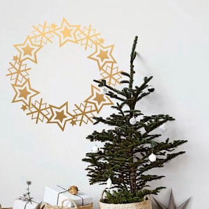 Christmas Decal,  Christmas wreath sticker, Window wall decal, Christmas door wreath decal