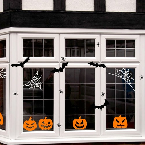 Halloween Pumpkins Window Decals Halloween Window Decor Etsy