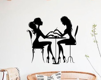Maniküre Salon Wandtattoo, Schönheit Haar Salon Aufkleber, Mode-Aufkleber, Vinyl-Wand-Aufkleber