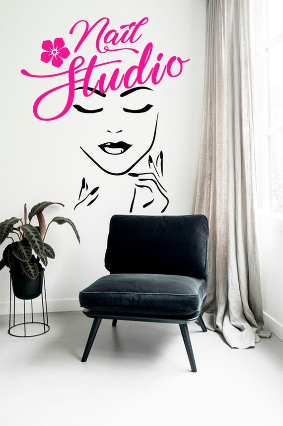 קנו עיצוב הבית  Beauty Nails Salon Wall Sticker For Nail Room